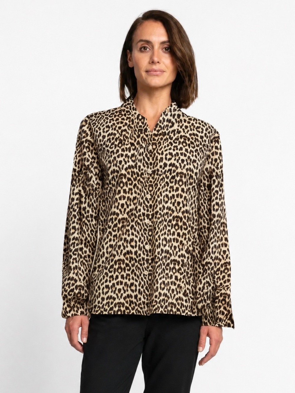 Hinson Wu Margot Leopard Print Button Down Shirt Cotton Women Size M
